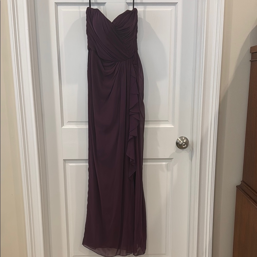 Purple Ruched Sweetheart Strapless Gown